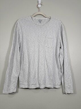 J. Crew Shirt Long-Sleeve Tee Stripe White Black 100% Cotton Knit Top Women M